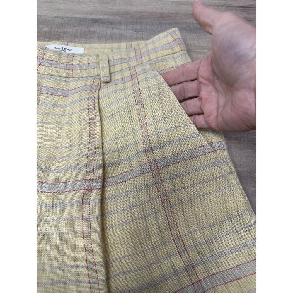 Isabel Marant Yellow Plaid Jean Shorts - Picture 3 of 10
